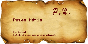 Petes Mária névjegykártya